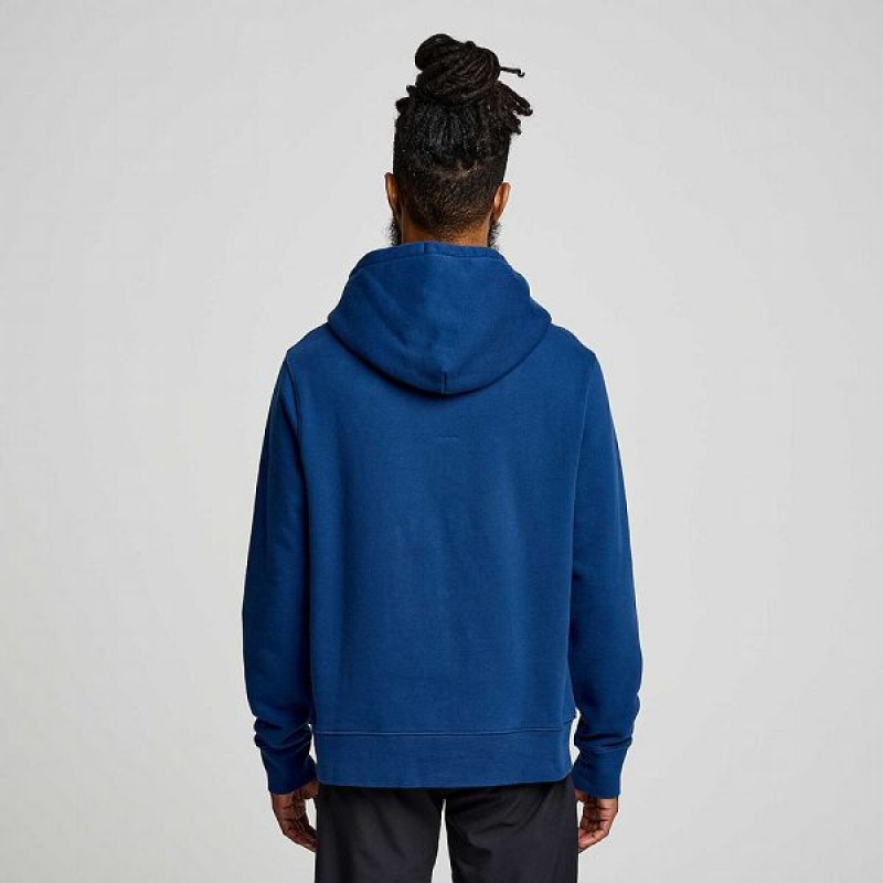 Men's Saucony Recovery Hoody Hoodie Indigo | PGOBNRZ-72