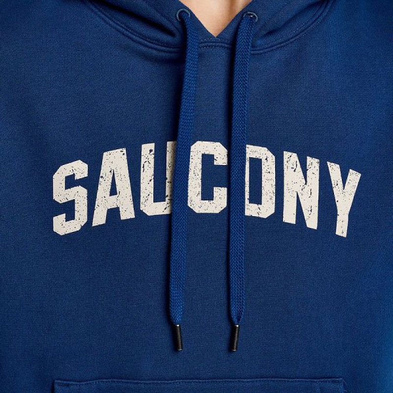 Men's Saucony Recovery Hoody Hoodie Indigo | PGOBNRZ-72