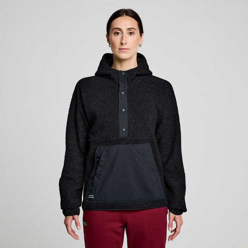 Men's Saucony Recovery Sherpa Pullover Black | KCEIQYL-16