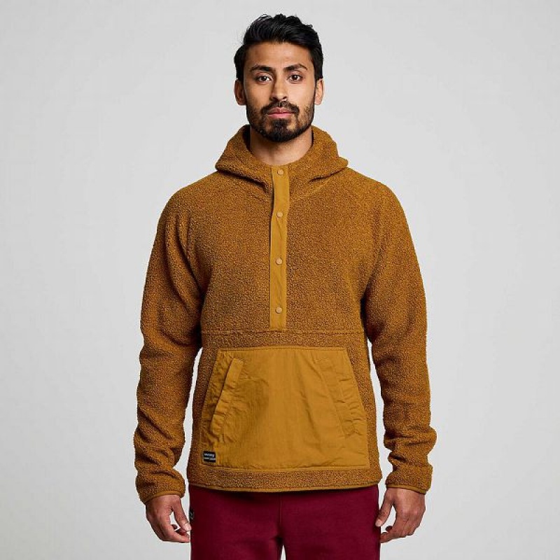 Men's Saucony Recovery Sherpa Pullover Brown | ICZMLNW-30