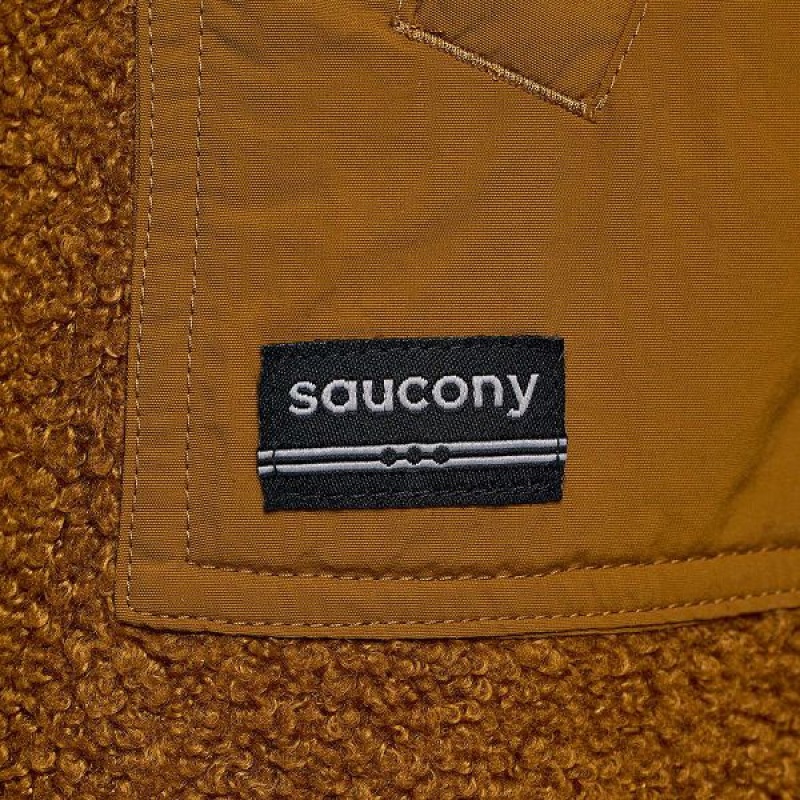 Men's Saucony Recovery Sherpa Pullover Brown | ICZMLNW-30