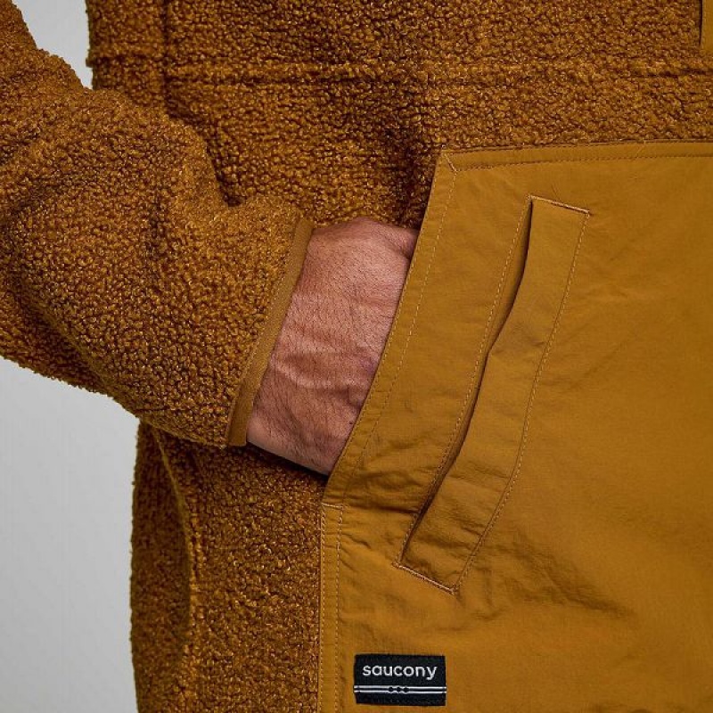 Men's Saucony Recovery Sherpa Pullover Brown | ICZMLNW-30