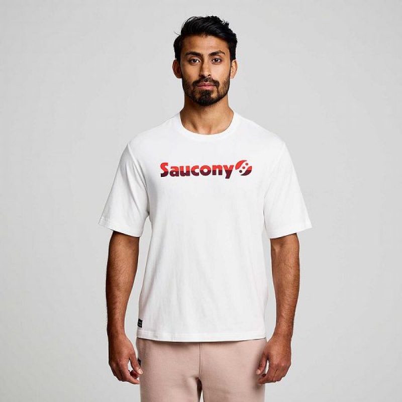 Men's Saucony Recovery Short Sleeve T Shirts White | FIJAULE-80