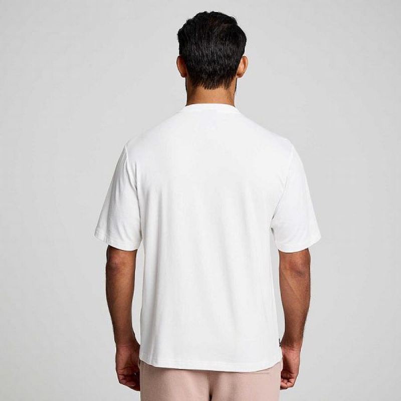 Men's Saucony Recovery Short Sleeve T Shirts White | FIJAULE-80