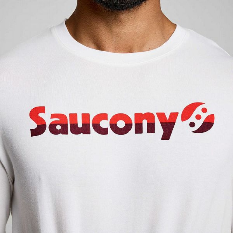 Men's Saucony Recovery Short Sleeve T Shirts White | FIJAULE-80