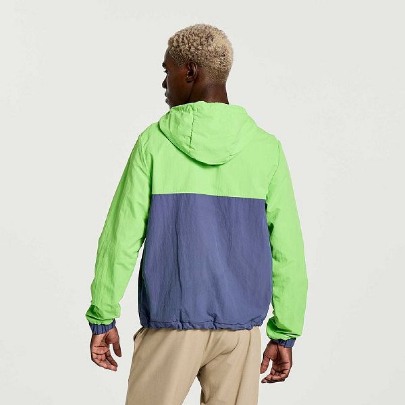 Men's Saucony Rested Anorak Tops Green | CSXHWVU-10