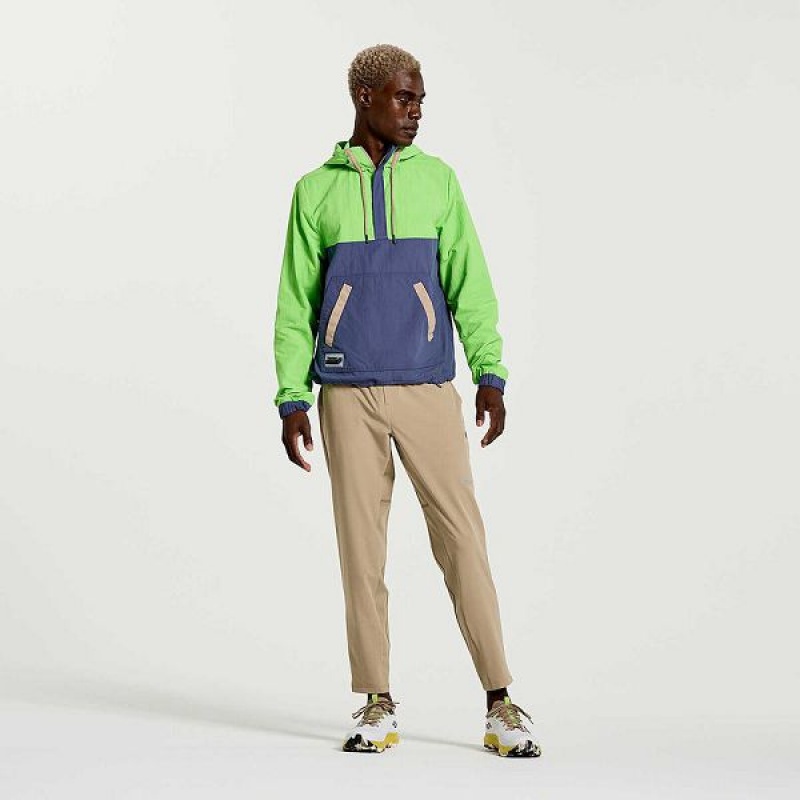 Men's Saucony Rested Anorak Tops Green | CSXHWVU-10