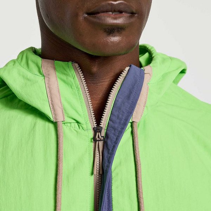 Men's Saucony Rested Anorak Tops Green | CSXHWVU-10