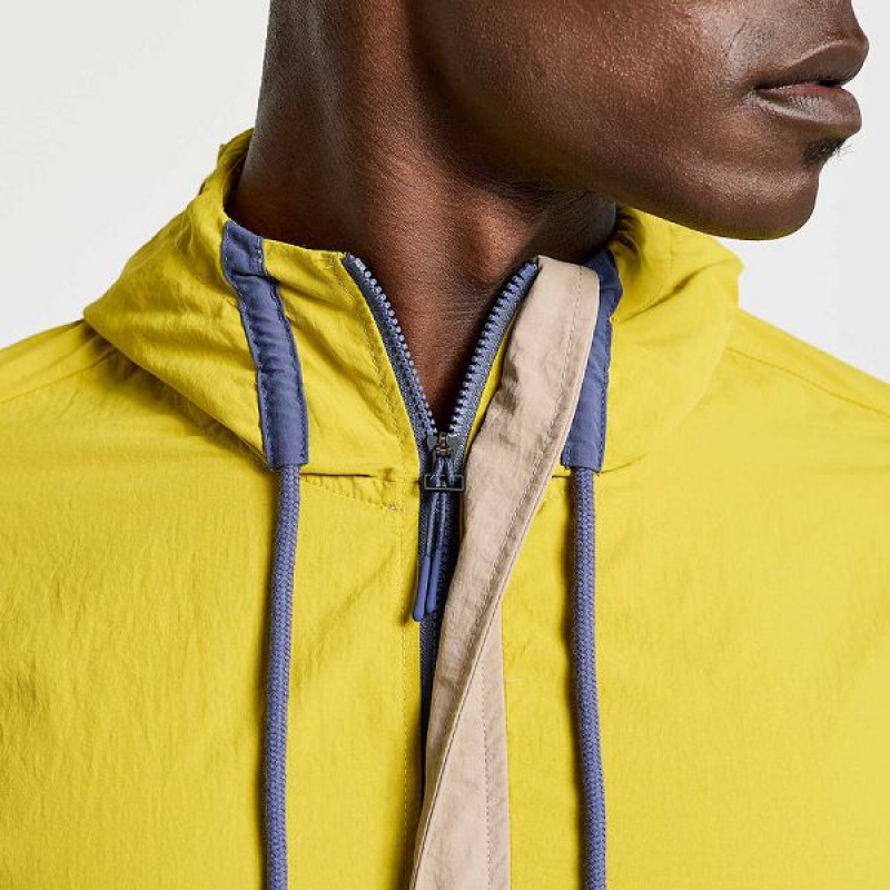 Men's Saucony Rested Anorak Tops Yellow | RVTCOKS-89