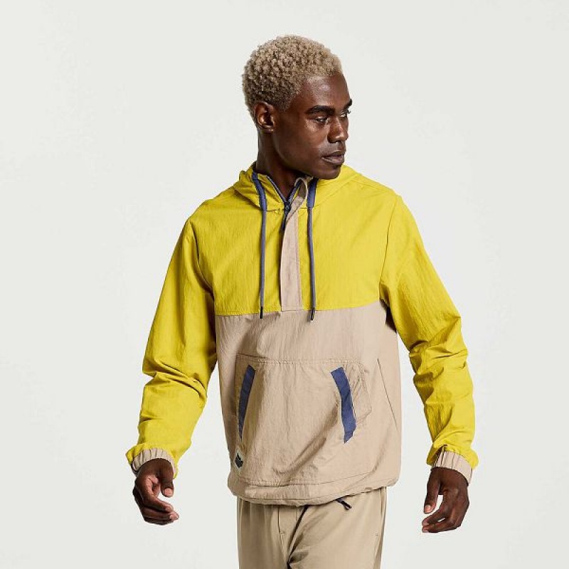 Men\'s Saucony Rested Anorak Tops Yellow | RVTCOKS-89