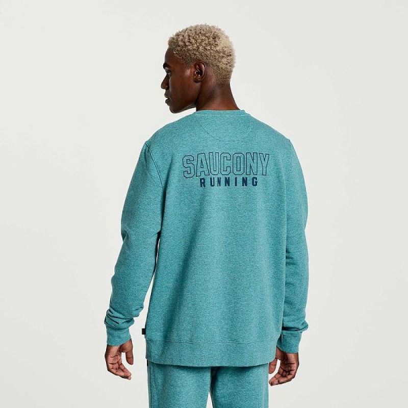 Men's Saucony Rested Crewneck Sweatshirt Turquoise | KBCYAPJ-85