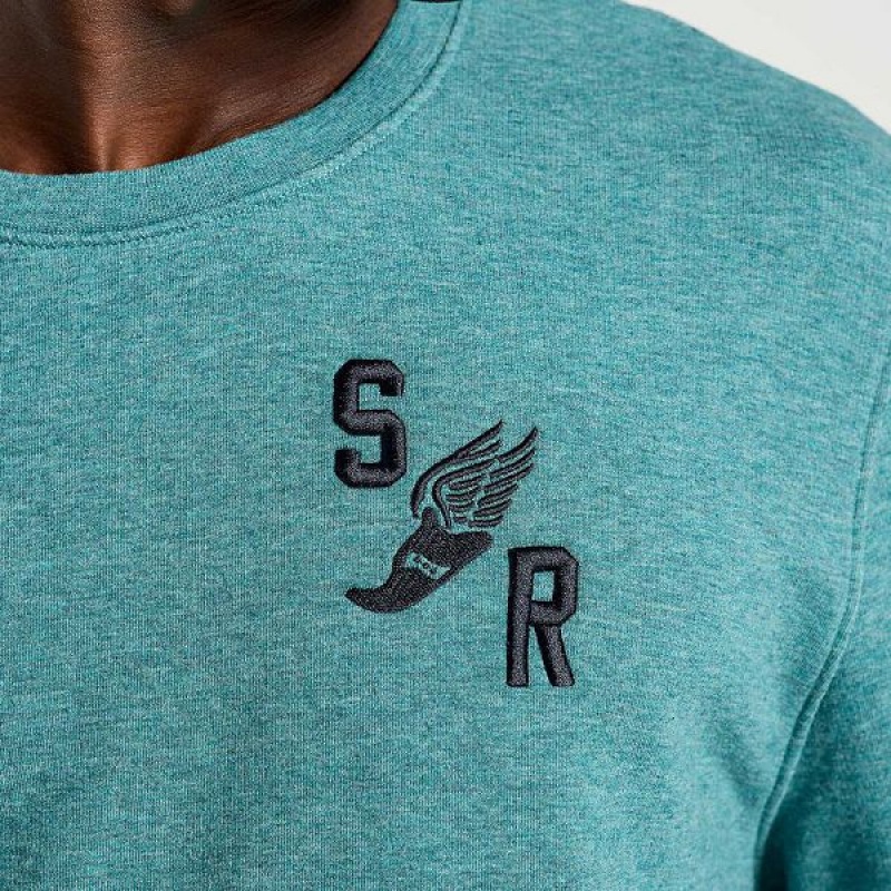 Men's Saucony Rested Crewneck Sweatshirt Turquoise | KBCYAPJ-85