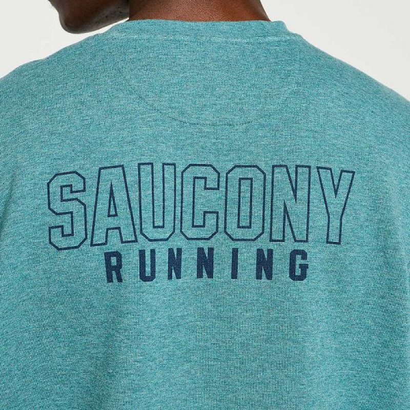 Men's Saucony Rested Crewneck Sweatshirt Turquoise | KBCYAPJ-85