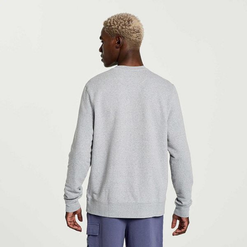 Men's Saucony Rested Crewneck Sweatshirt Light Grey | WTUBJAP-74