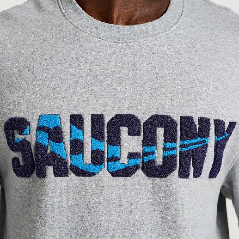 Men's Saucony Rested Crewneck Sweatshirt Light Grey | WTUBJAP-74