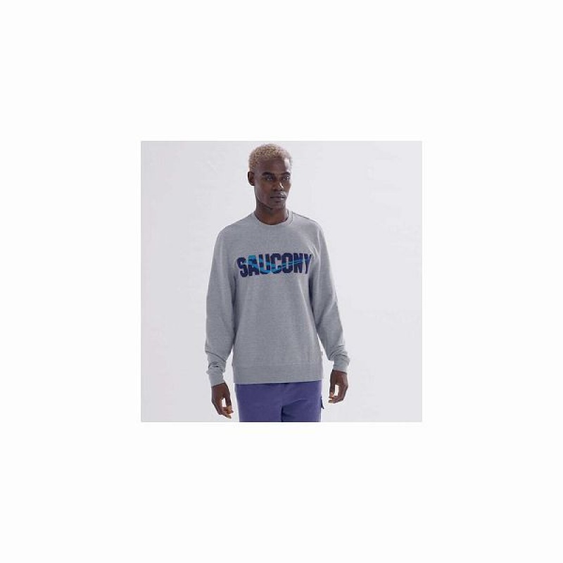 Men's Saucony Rested Crewneck Sweatshirt Light Grey | WTUBJAP-74