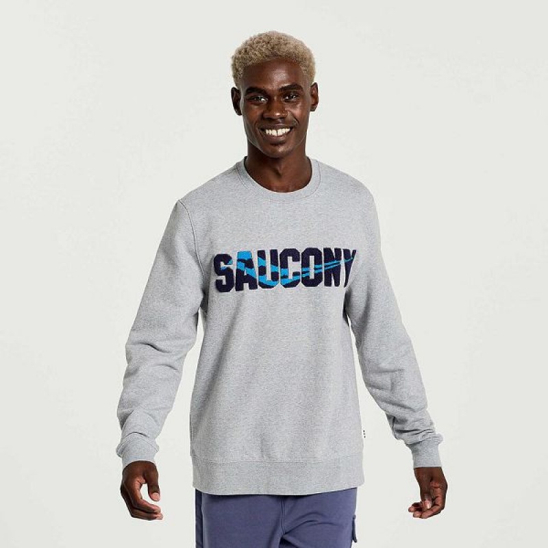 Men\'s Saucony Rested Crewneck Sweatshirt Light Grey | WTUBJAP-74