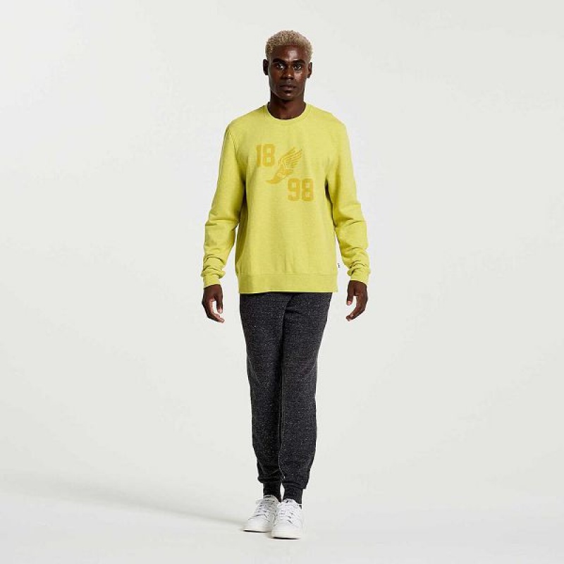 Men's Saucony Rested Crewneck Sweatshirt Yellow | VCYXINF-32