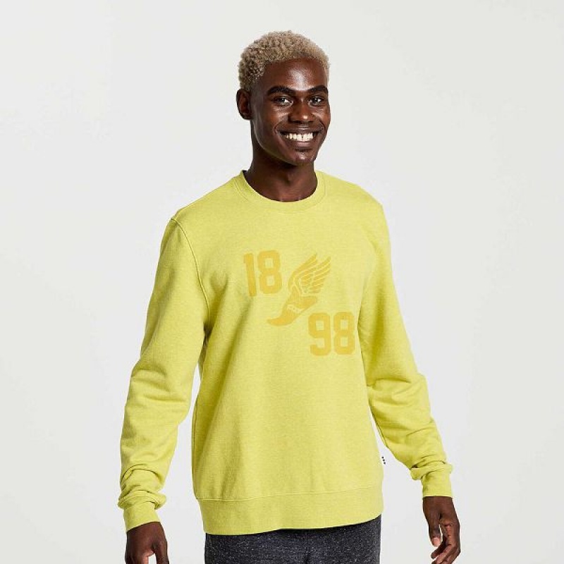 Men\'s Saucony Rested Crewneck Sweatshirt Yellow | VCYXINF-32