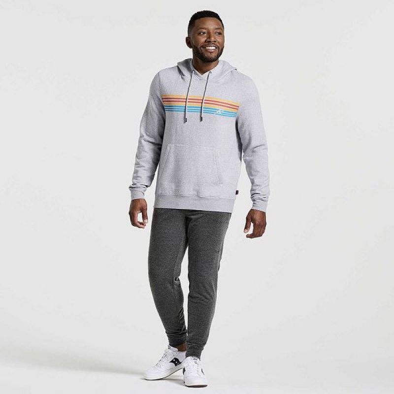 Men's Saucony Rested Hoodie Light Grey | QPXVWDI-01