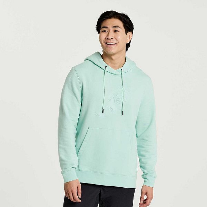 Men\'s Saucony Rested Hoodie Turquoise | ORWBECF-70