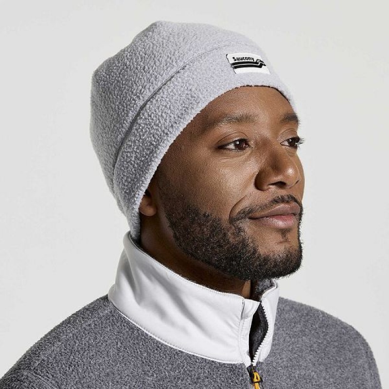 Men\'s Saucony Rested Sherpa Beanie Light Grey | DFQLNJT-81