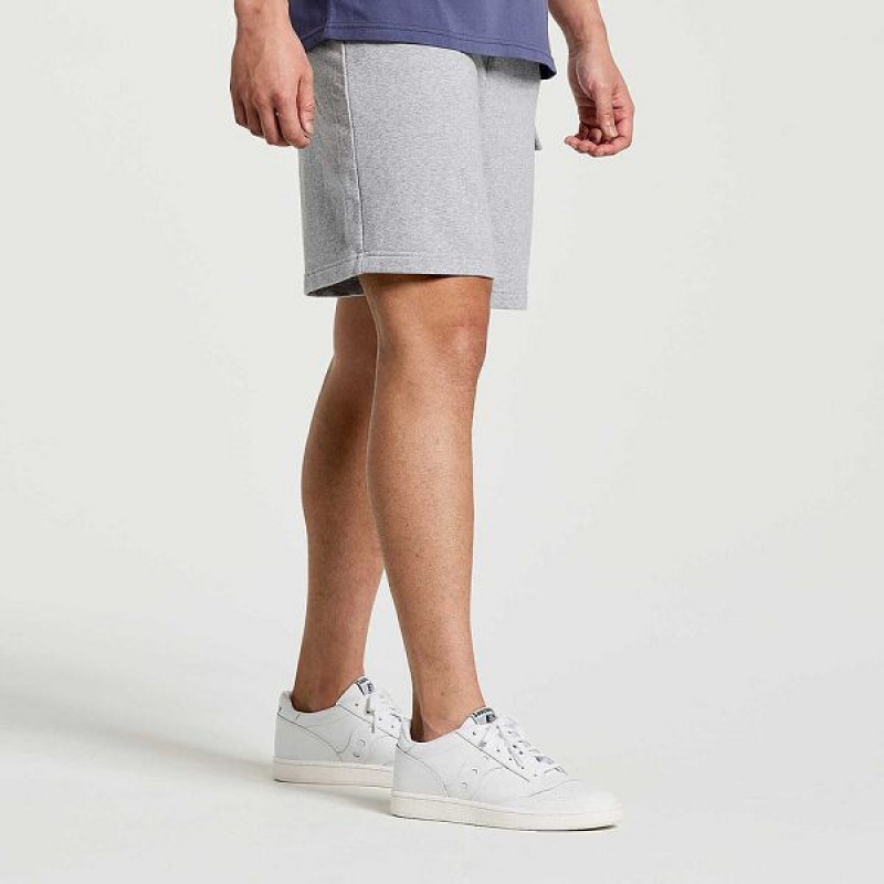 Men's Saucony Rested Sweat Shorts Light Grey | XUOTNQJ-71