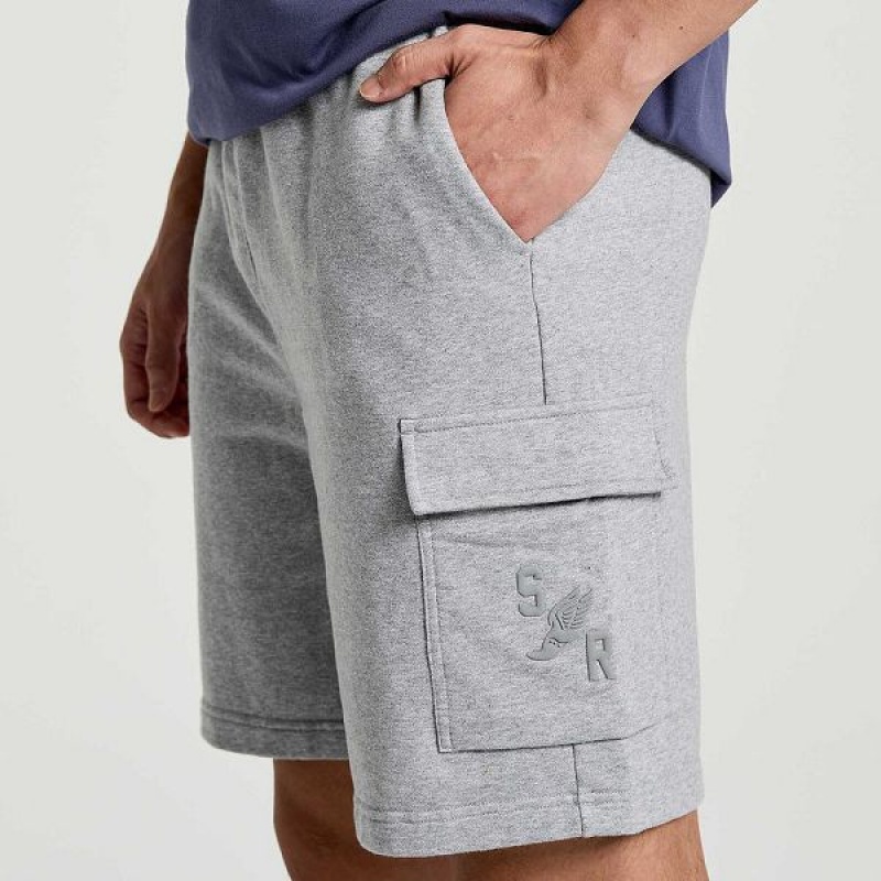 Men's Saucony Rested Sweat Shorts Light Grey | XUOTNQJ-71