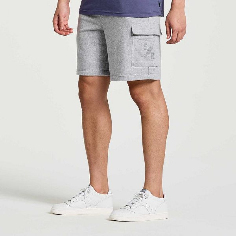 Men\'s Saucony Rested Sweat Shorts Light Grey | XUOTNQJ-71