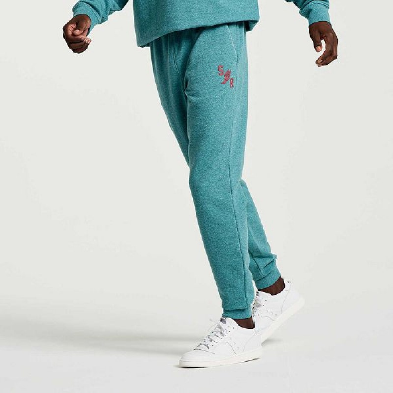 Men's Saucony Rested Sweatpants Turquoise | KZEJHQF-20