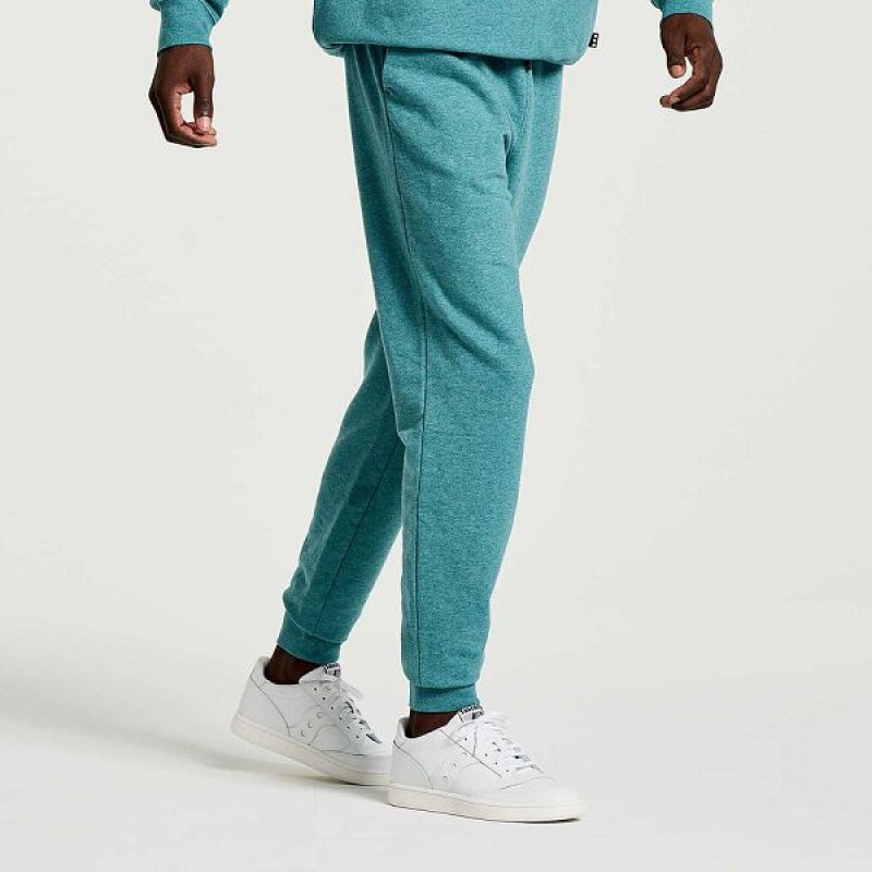 Men's Saucony Rested Sweatpants Turquoise | KZEJHQF-20