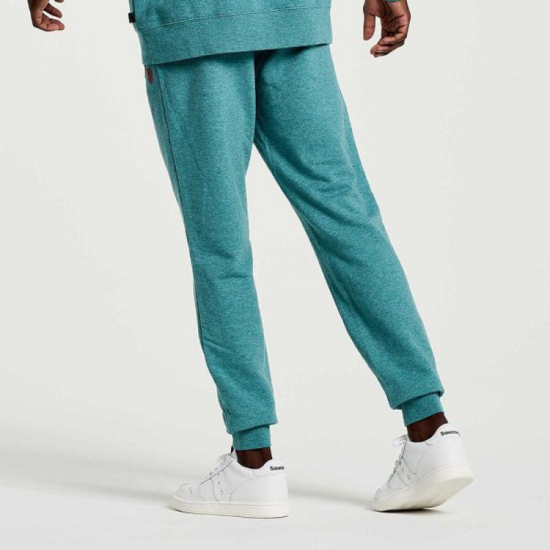 Men's Saucony Rested Sweatpants Turquoise | KZEJHQF-20