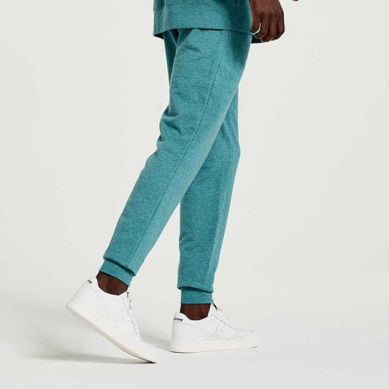 Men's Saucony Rested Sweatpants Turquoise | KZEJHQF-20