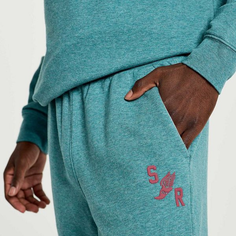 Men's Saucony Rested Sweatpants Turquoise | KZEJHQF-20