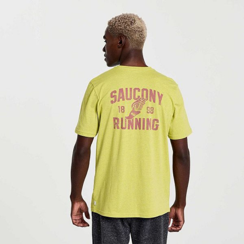 Men's Saucony Rested T Shirts Yellow | YKUIJVT-39