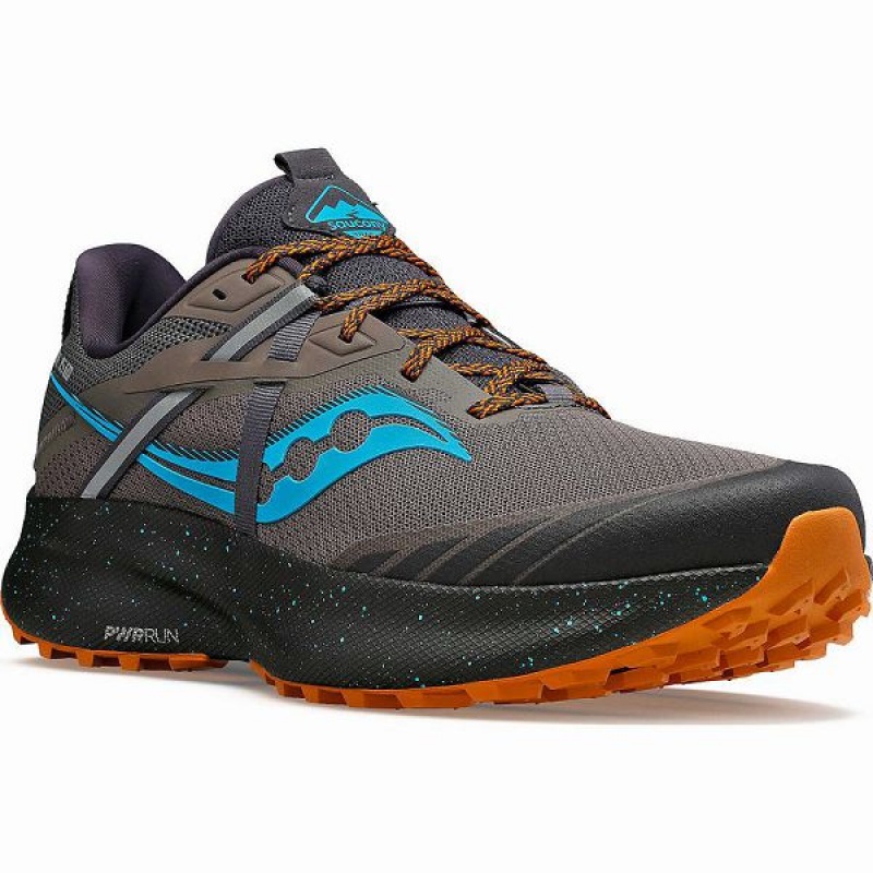 Men's Saucony Ride 15 TR Trail Running Shoes Grey / Blue | JXBRPUL-61