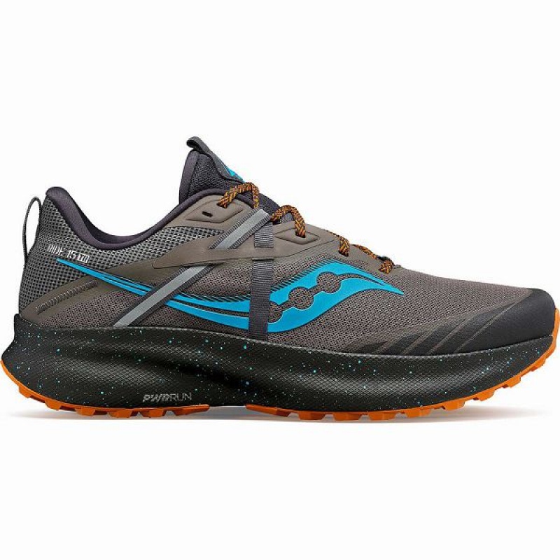 Men\'s Saucony Ride 15 TR Trail Running Shoes Grey / Blue | JXBRPUL-61