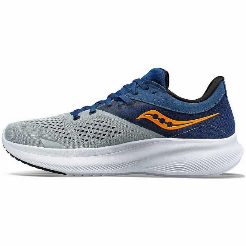 Men's Saucony Ride 16 Running Shoes Grey / Navy | YQWMPLF-91