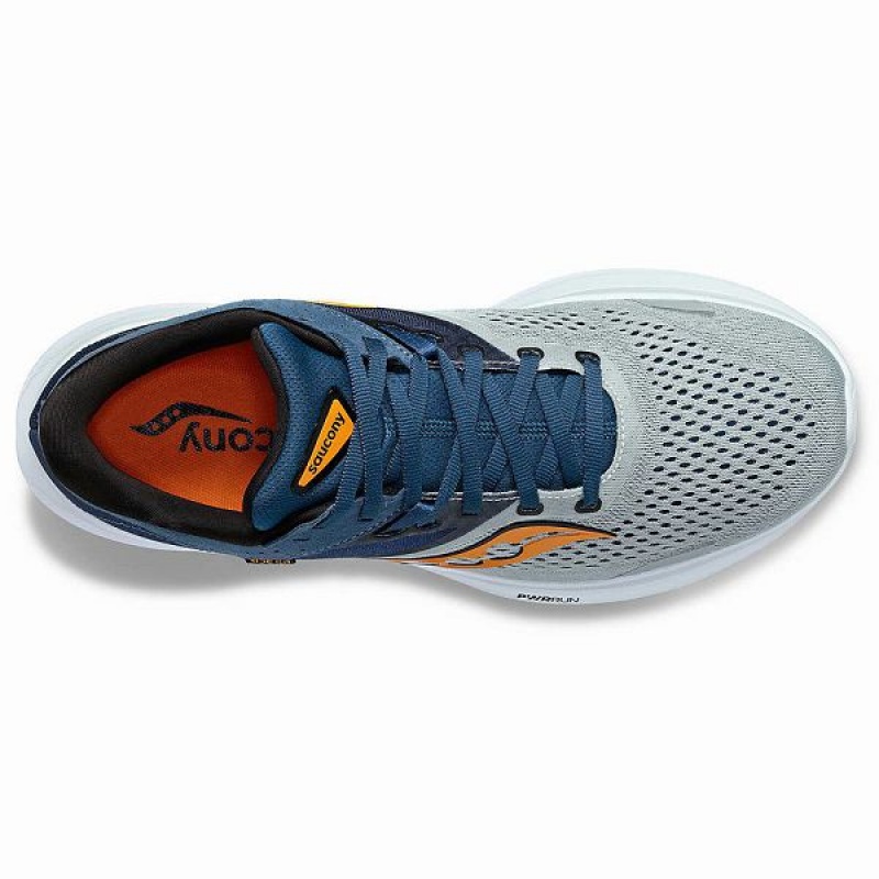 Men's Saucony Ride 16 Running Shoes Grey / Navy | YQWMPLF-91