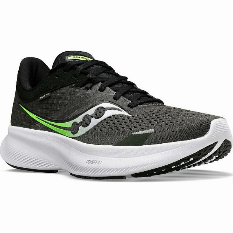 Men's Saucony Ride 16 Running Shoes Umbra / Slime | KGYDVMX-25