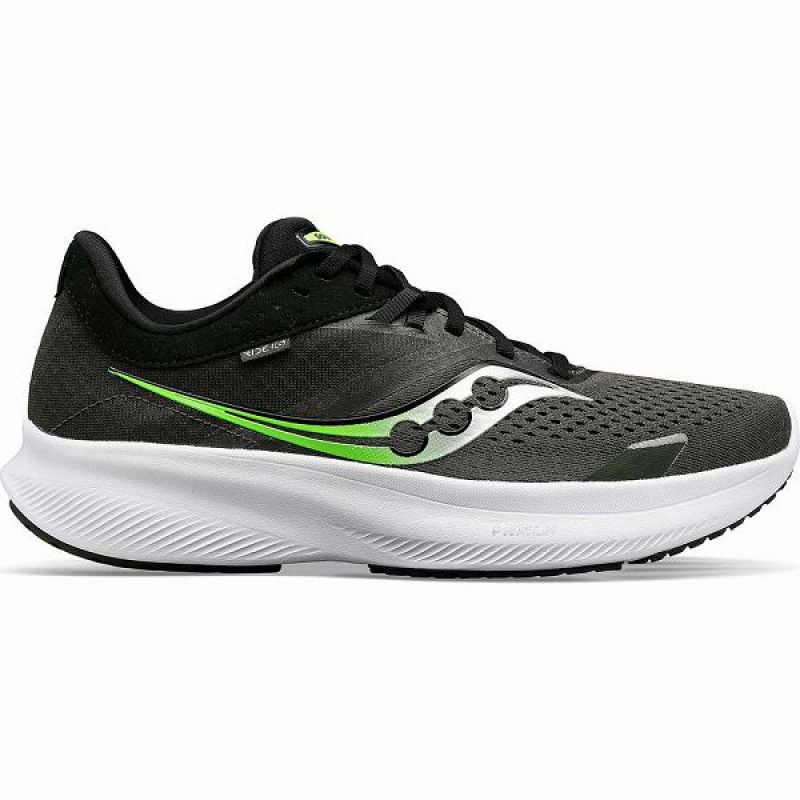 Men\'s Saucony Ride 16 Running Shoes Umbra / Slime | KGYDVMX-25