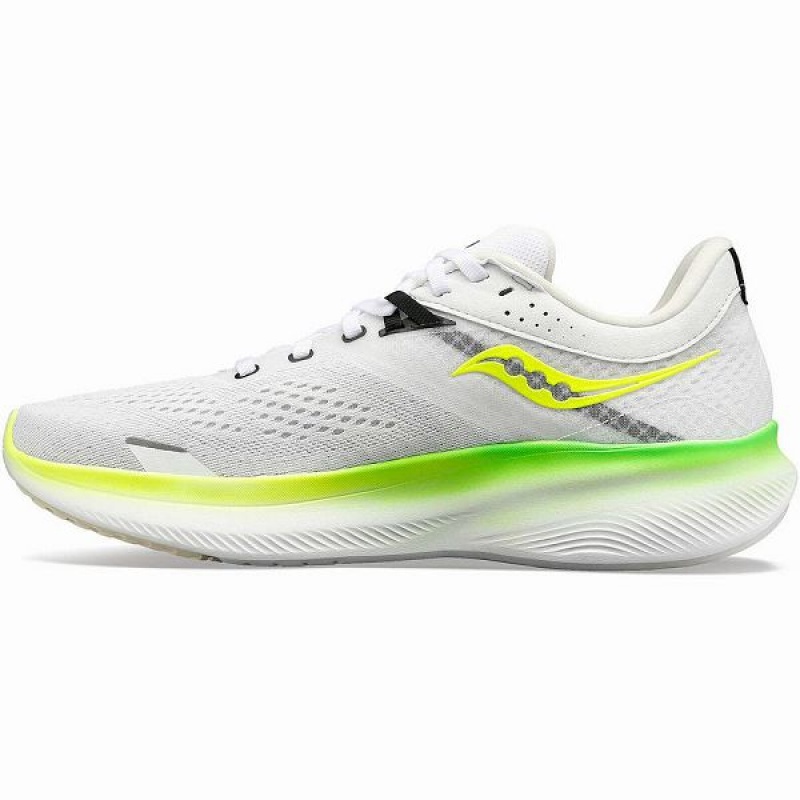 Men's Saucony Ride 16 Running Shoes White / Green | SPONWLC-53