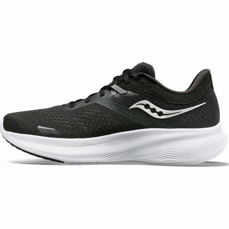 Men's Saucony Ride 16 Wide Running Shoes Black / White | HXJRYUW-12