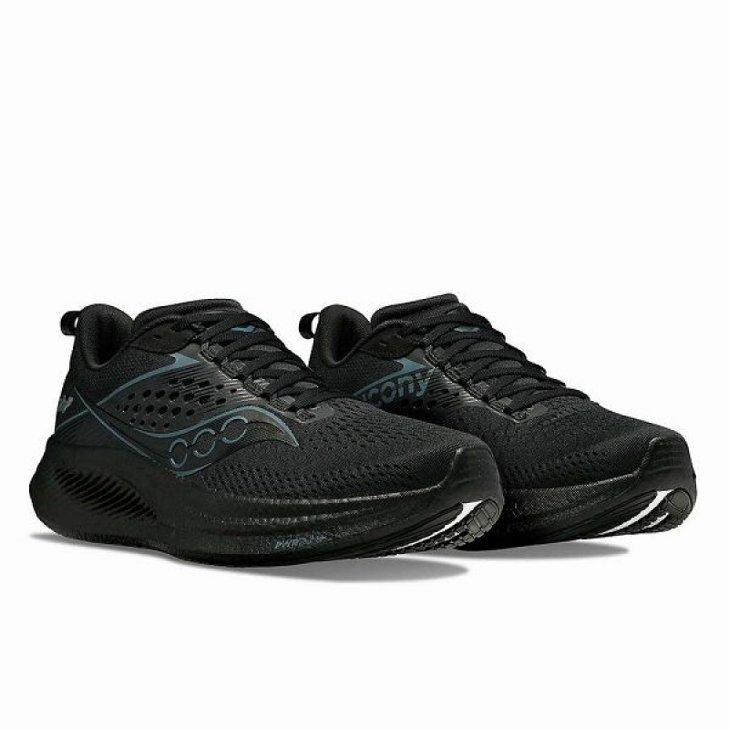 Men's Saucony Ride 17 Running Shoes Black | OGAVSEN-08