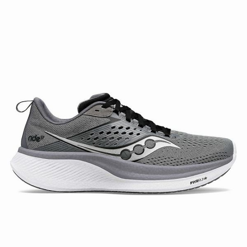 Men\'s Saucony Ride 17 Running Shoes Black | XRAHBIZ-65