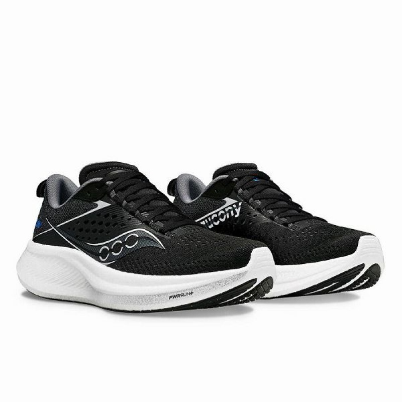 Men's Saucony Ride 17 Running Shoes Black / White | NFIMERP-56