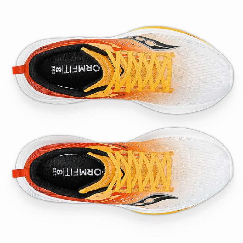 Men's Saucony Ride 17 Running Shoes White / Gold | QZOXYBD-51