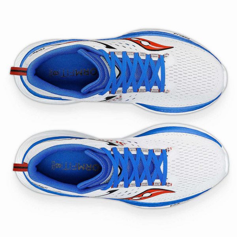 Men's Saucony Ride 17 Running Shoes White / Deep Blue | OYUATXG-81