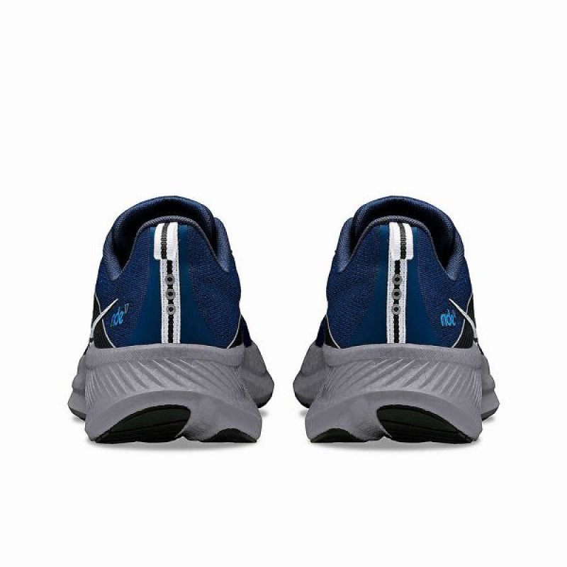 Men's Saucony Ride 17 Wide Running Shoes Bule / Silver | NUHLKQB-15