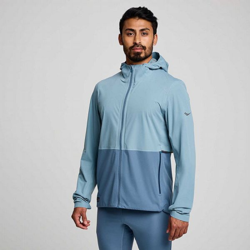 Men\'s Saucony Runshield Jackets Blue | ABZKWQO-12